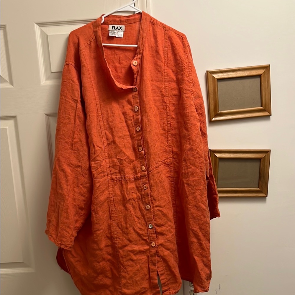 Flax Women's Vibrant Orange Linen Jacket